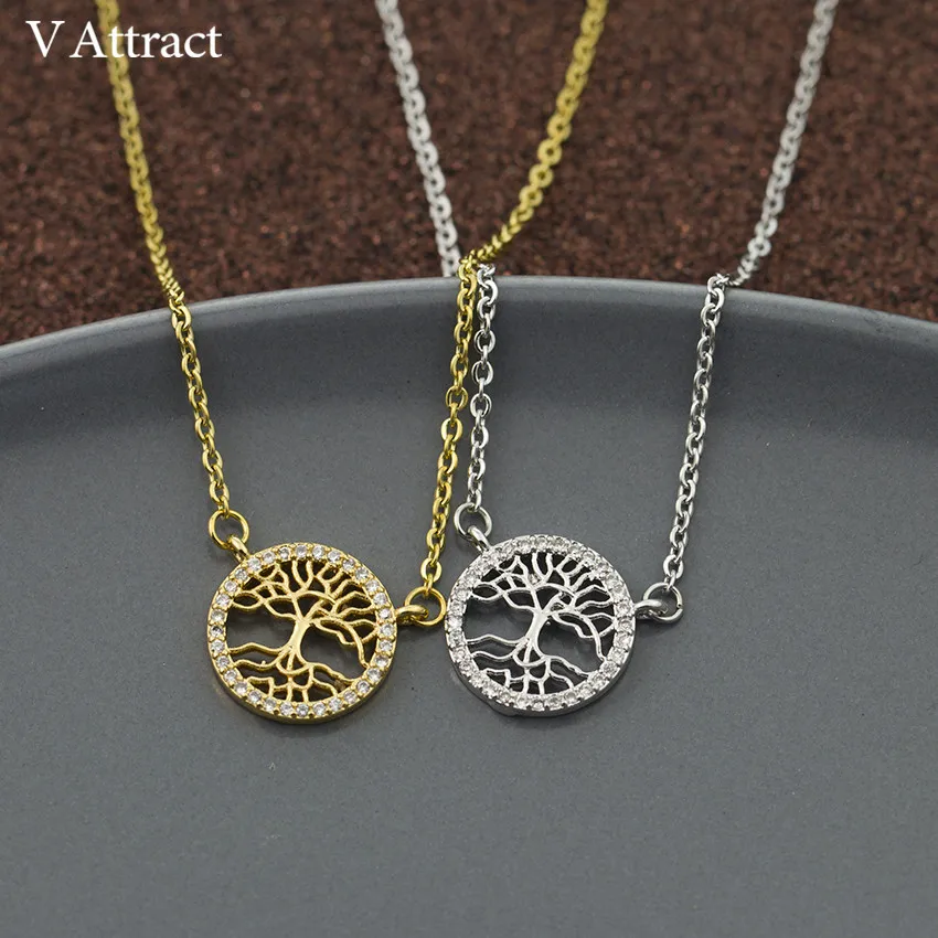 V притягивающее семейное ювелирное изделие Cz древо жизни ожерелье Женская