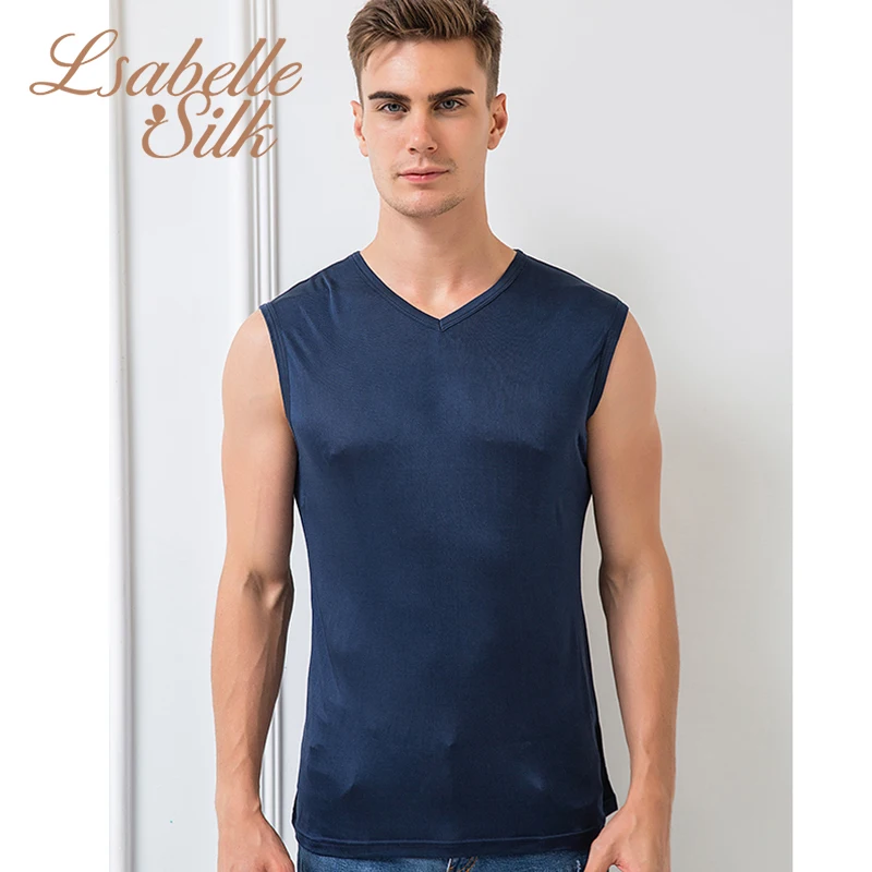 Лето 100% натуральный шелк без рукавов плюс размер майка мужская debardeur homme singlet tanktop