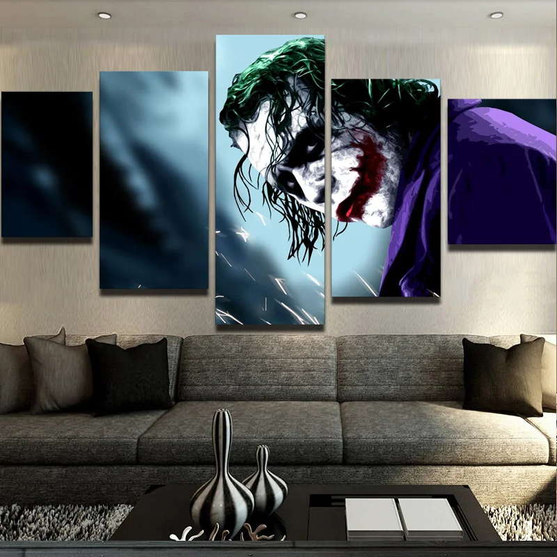 5 Panels Canvas Prints Why So Serious The Dark Knight Joker canvas painting poster home decor wall art for living room | Дом и сад