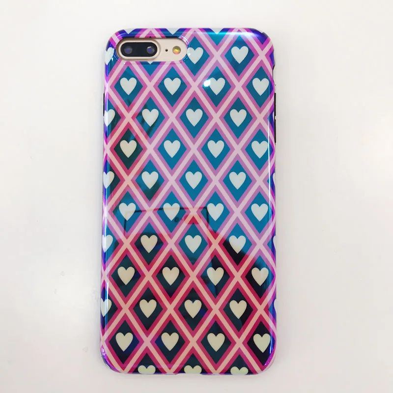 Fashion Blu-ray Geometry Diamond Rhombus Case for iPhone X 10 Glossy Soft Silicon Capa 7 8 6 6S Plus Heart Etui |