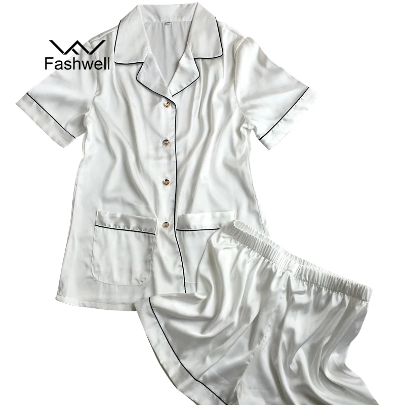 Новые модные женские короткие пижамные комплекты с отложным воротником одежда