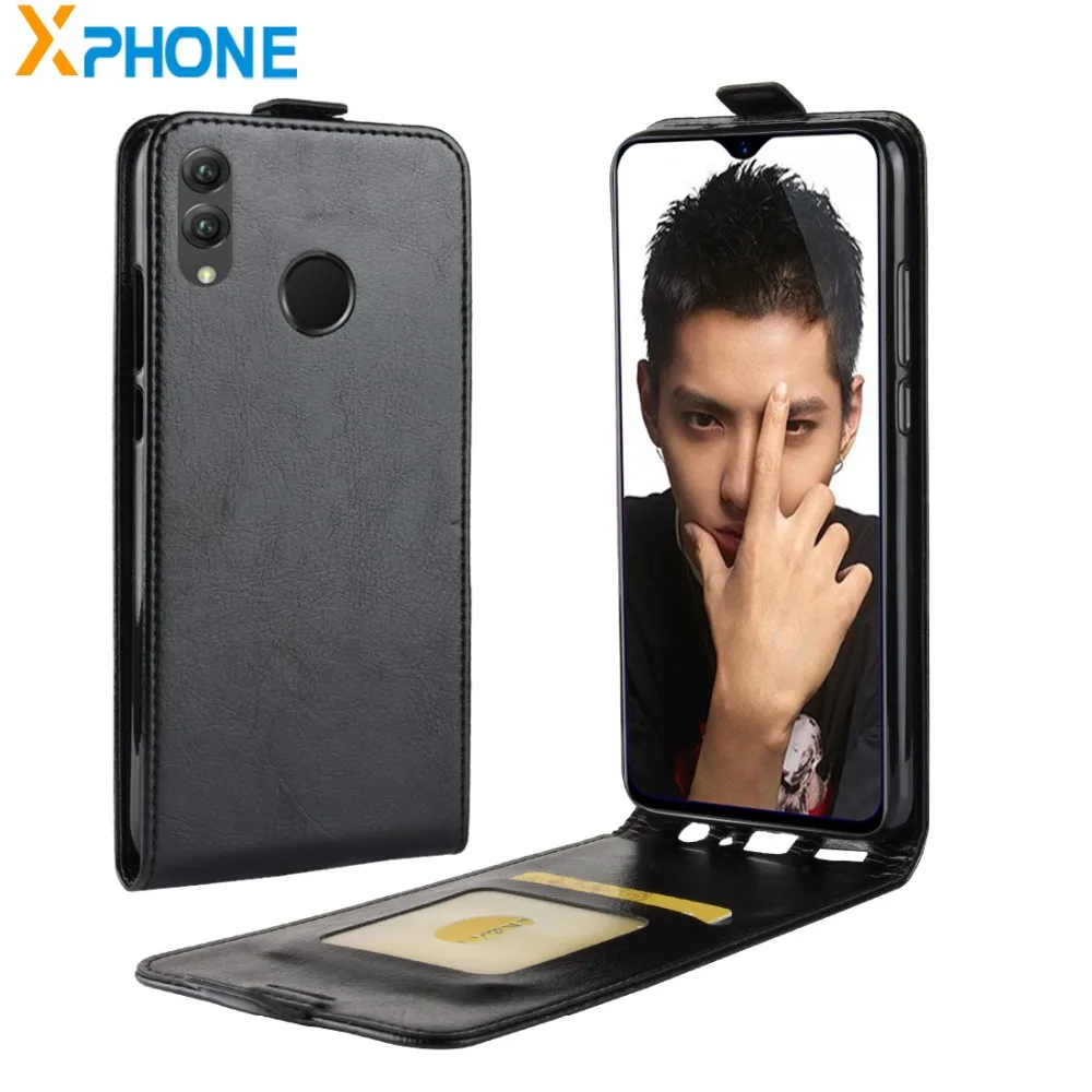 Бизнес стиль вертикального флип-чехла из кожи для Huawei 8x, защитного мягкого заднего крышки Honor 8X с отделением для карты.