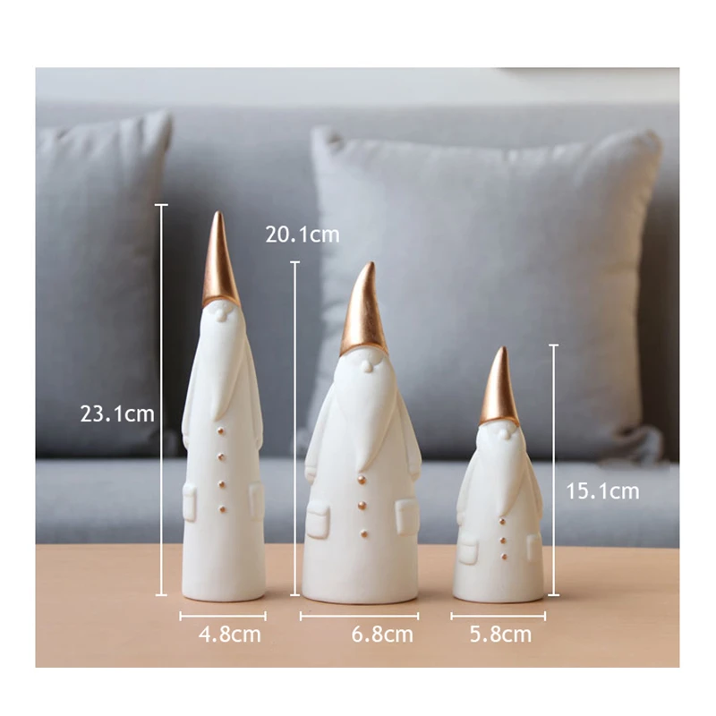 Set of 3 Christmas Santa Claus Ornaments Standing Figurine Ceramic Father Sculpture Home Decoration Gift | Дом и сад