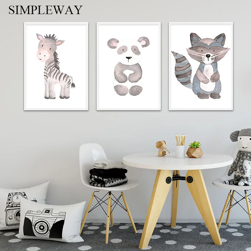 Настенная картина с изображением лесных животных зебры панды|Рисование и