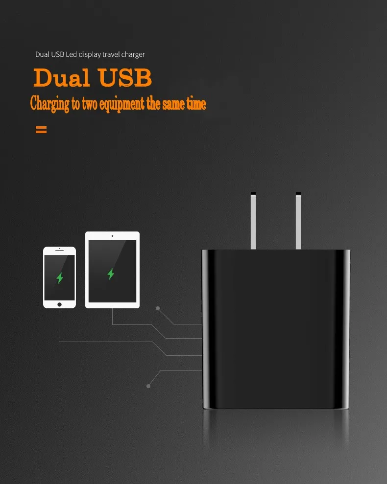 Умное цифровое быстрое зарядное устройство с двумя USB портами 5 В дисплей