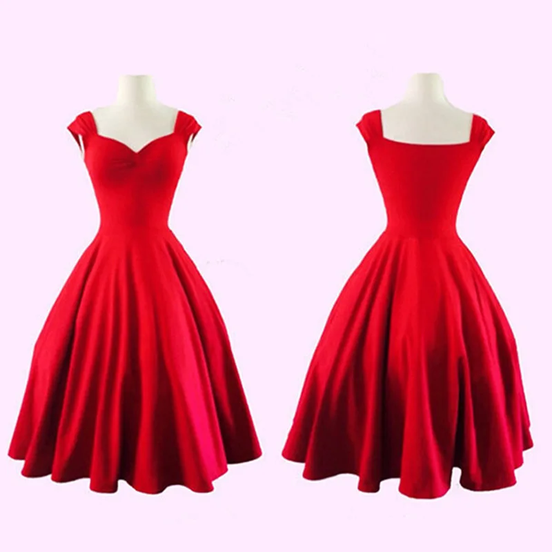 As shown Pin Up Vestidos размера плюс Для женщин летние черные Ретро Повседневное вечерние рокабилли 50s Винтажные наряды Одри Хепберн Платье - Цвет: As shown