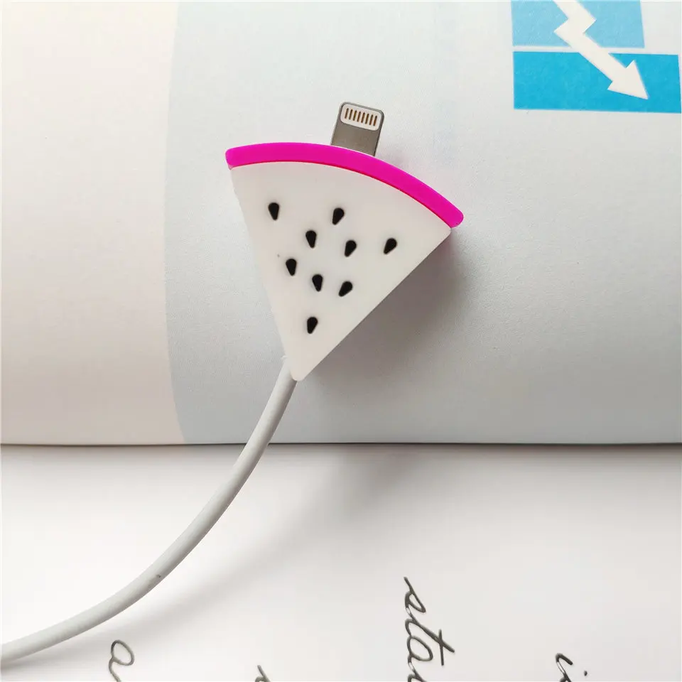 Dragon fruit Фруктовый мультфильм рисунок линия данных силиконовая бобина для samsung Xiaomi huawei кабель протектор для IPhone Lightning type C Micro USB - Цвет: Dragon fruit