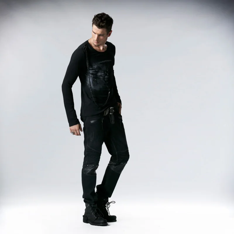 Панк РЕЙВ панк стиль мужские хлопковые винтажные брюки уличная Мужская Средняя