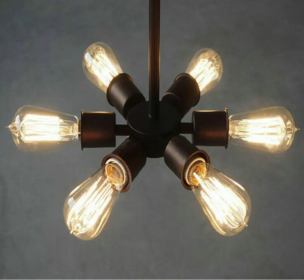 Винтажный промышленный подвесной светильник в стиле чердака с 6 головками