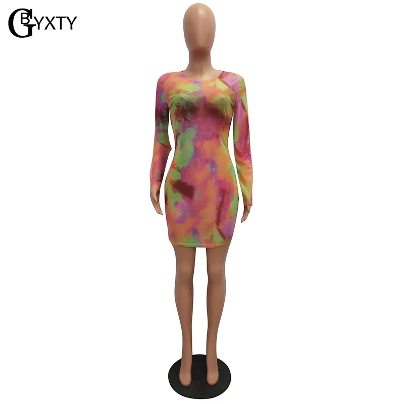 Женское облегающее мини платье GBYXTY прозрачное Сетчатое с длинным рукавом лето