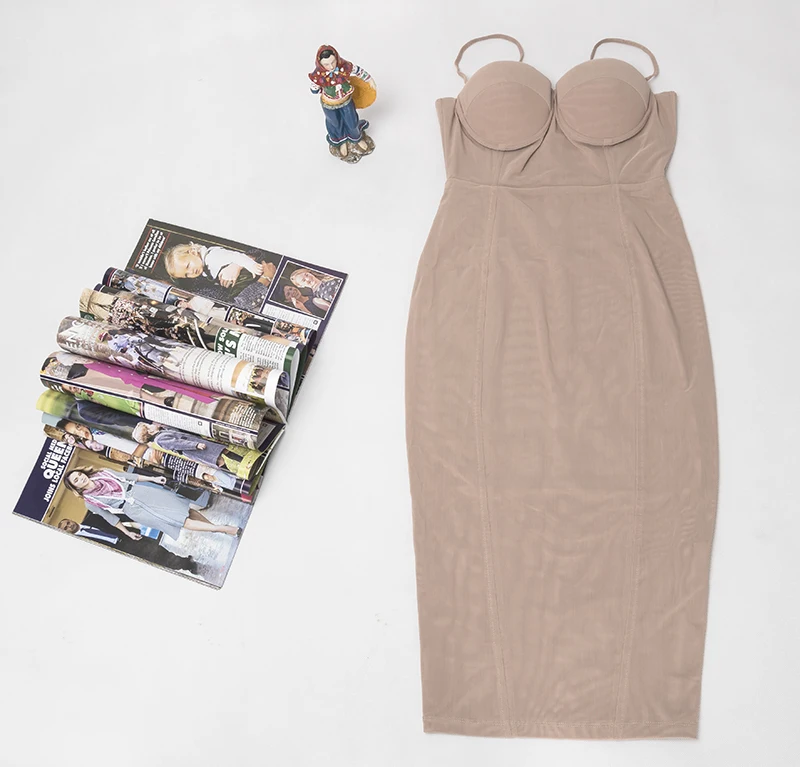 Женское платье на тонких бретельках бежевое Сетчатое NO.W1146|mesh dress|dress stylestyle dress |