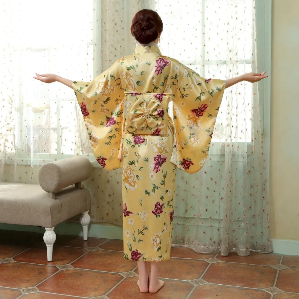 Женское винтажное шелковое кимоно Yukata платье для танцев один размер HL04|yukata obi|yukata