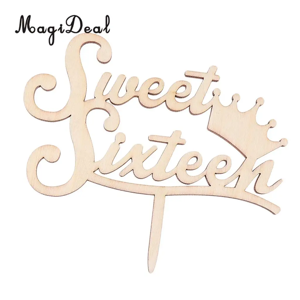 MagiDeal изысканный дизайн 1 шт. деревенский деревянный сладкий Топпер для торта 16