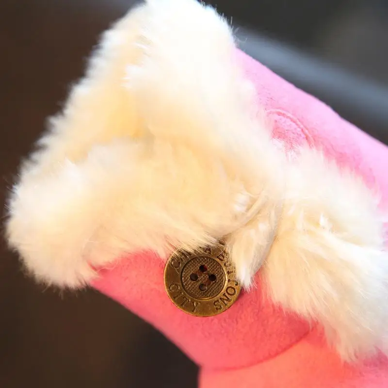 CMSOLO Boots For Girls Warm Rubber Boot Boys Plush Winter Children Brown Shoes Buckle Fur Flat Kids | Детская одежда и обувь