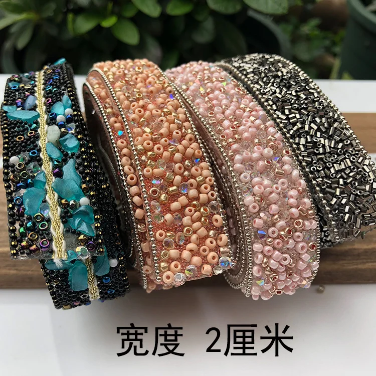 3 ярда синий драгоценный камень кружевная отделка горячее сверление кружева