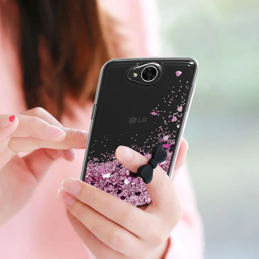 Tobebest SFor LG X Power 2 LV7 Silicone Case Dynamic Glitter Liquid Quicksand Lovely Heart Bling Soft TPU Cover For Power2 |
