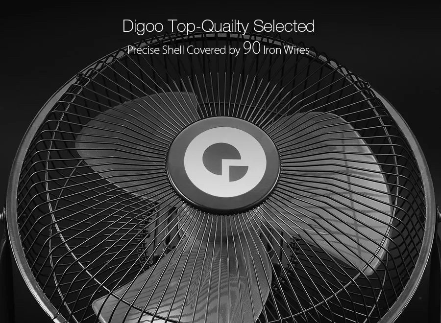 Digoo DF-101 10 дюймов Большой полностью черный металлический Электрический вращающийся USB Перезаряжаемый 18650 батарея холодный Настольный вентилятор