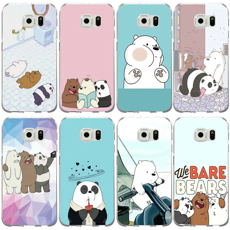 Мягкие чехлы из ТПУ с мультипликационным принтом Network We Bare Bear для Samsung Galaxy Note 3 4 5 8 S3