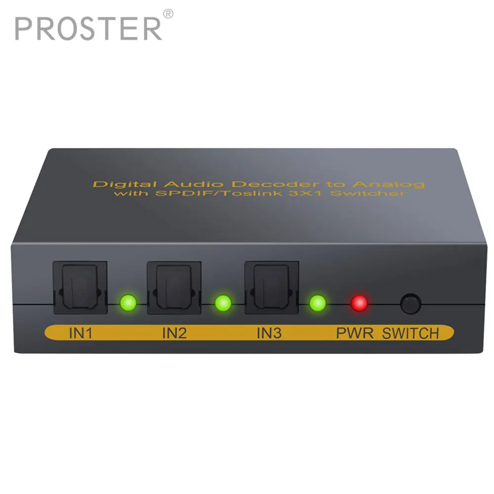 Цифровой аналоговый аудио декодер с оптическим кабелем 3 порта оптический SPDIF