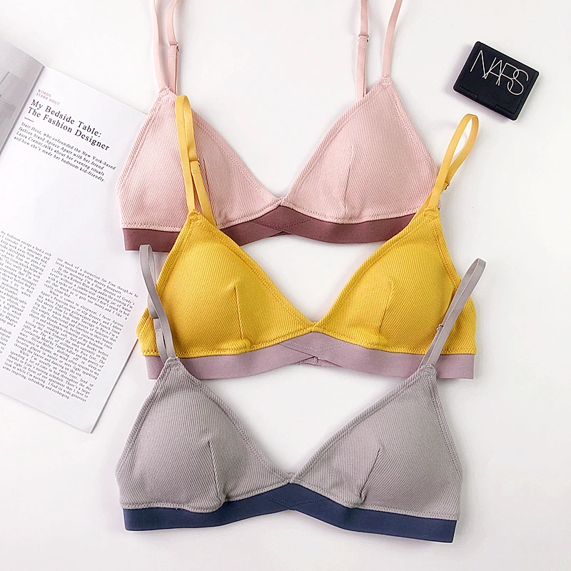 Ребристой лентой свободный бюстгальтер без косточек бесцветная хлопок