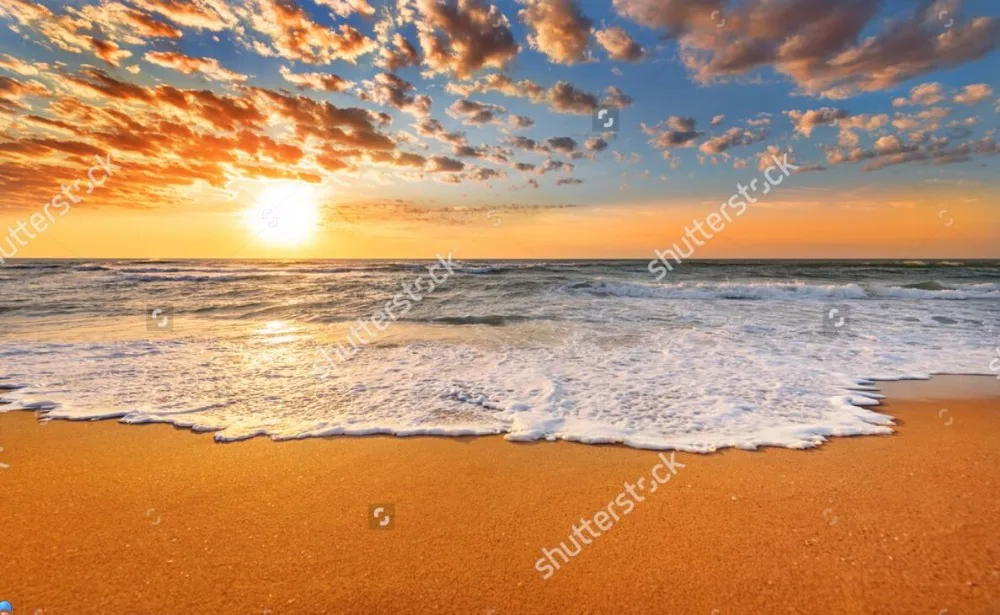 Природные пейзажи обои красочные океан пляж восход солнца 3D фотообои для