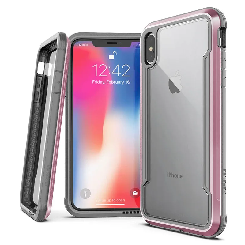 Rose Gold X-Doria Defense Shield чехол для телефона для iPhone XR XS Max военный класс падение протестированный чехол Coque для iPhone X XS Max Алюминиевый Чехол - Цвет: Rose Gold