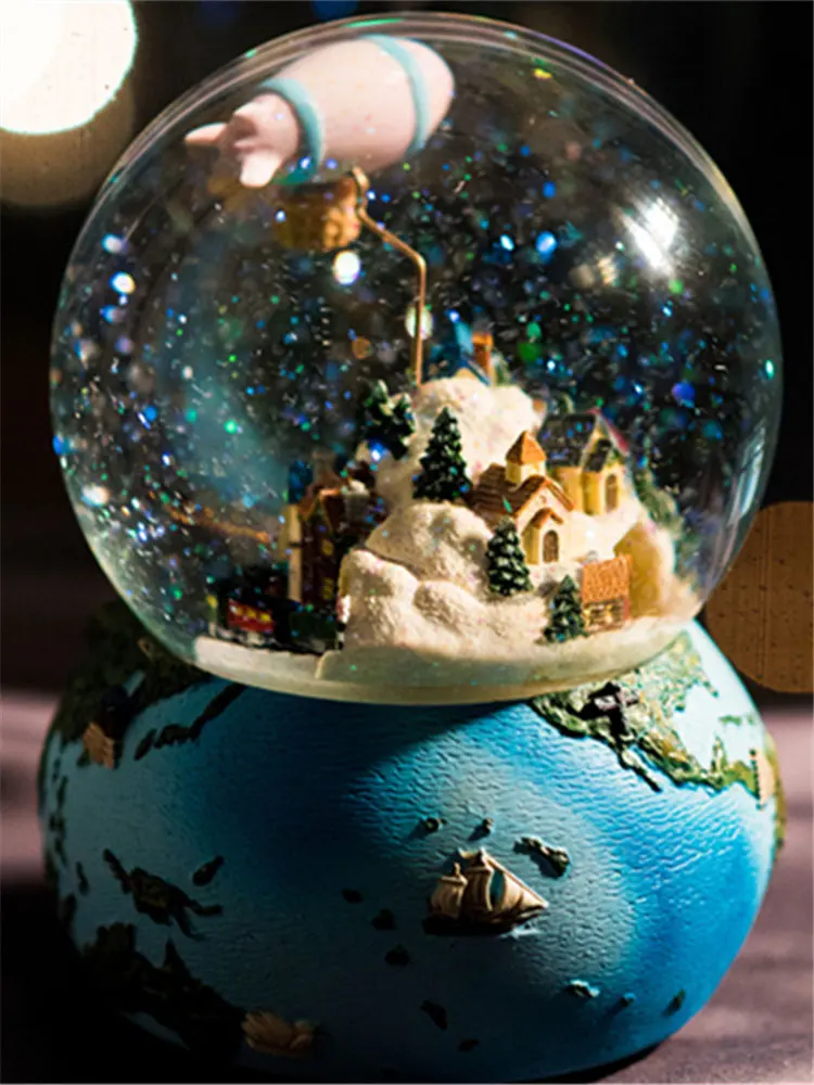 Размер: 12*15 см спиннинг по всему миру Снежный шар музыкальная шкатулка в виде