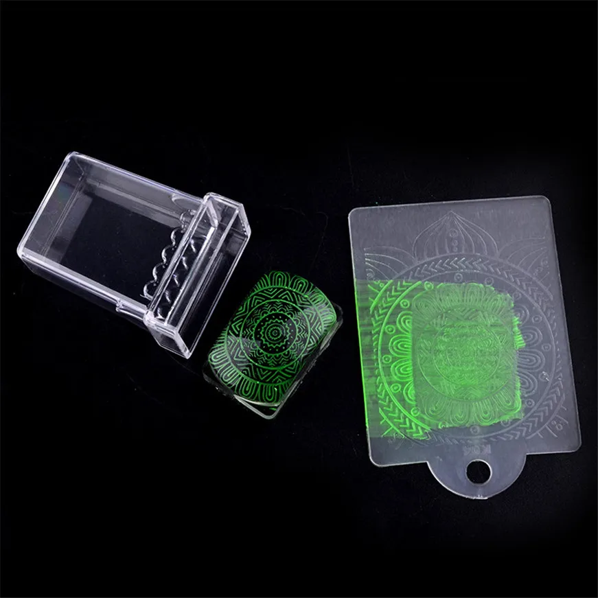 Ногтей Книги по искусству Дважды голову прозрачный тиснения Стампер скребок