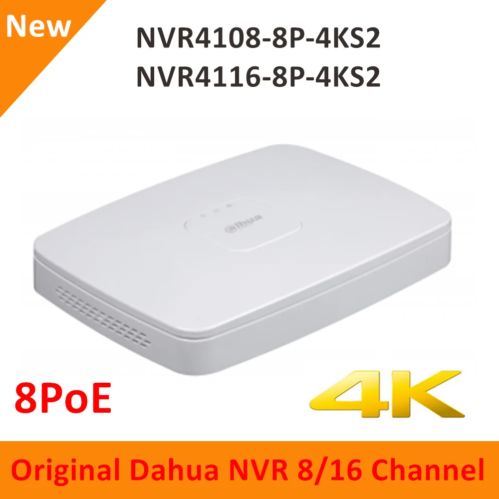 Dahua 4 к высокое разрешение английская версия 8CH 16CH NVR4108-8P-4KS2 NVR4116-8P-4KS2 Smart 1U 8PoE H.265 до 8MP