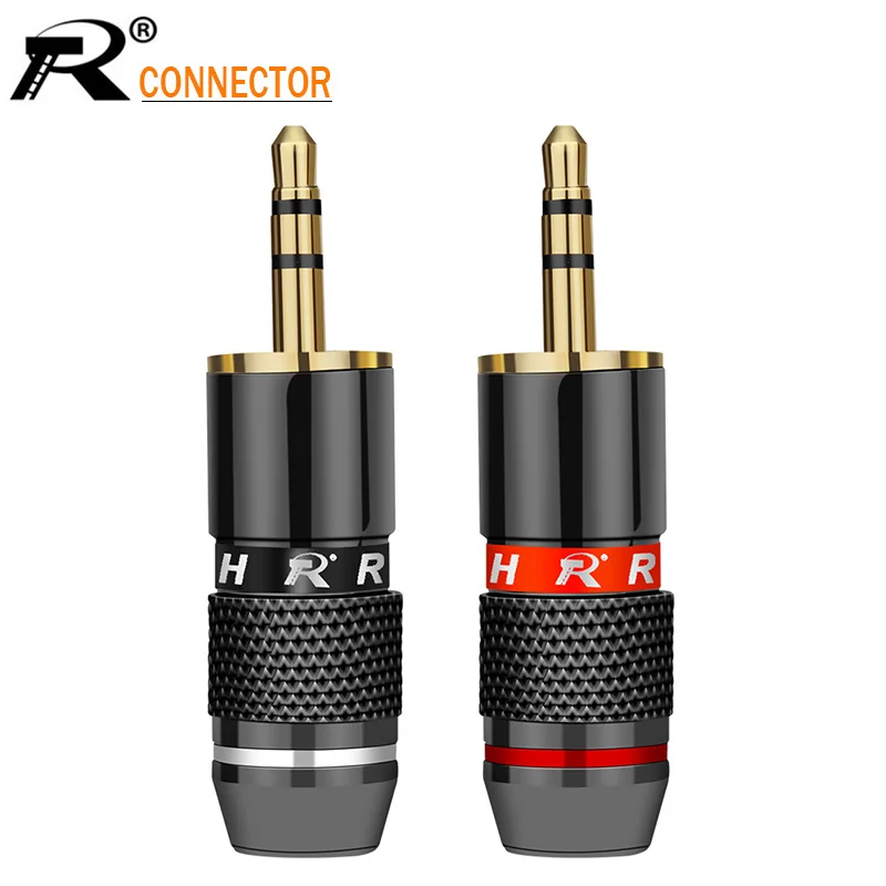 

2pcs 3.5mm Jack 3 pole Audio Plug Gold-plated Earphone Adapter For DIY Stereo Headset Earphone or Used for Repair Earphone