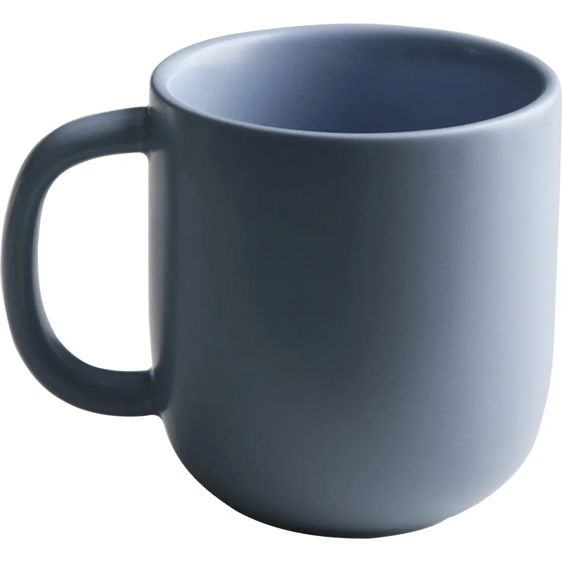 Керамическая матовая синяя белая кофейная чашка простая и креативная офисная