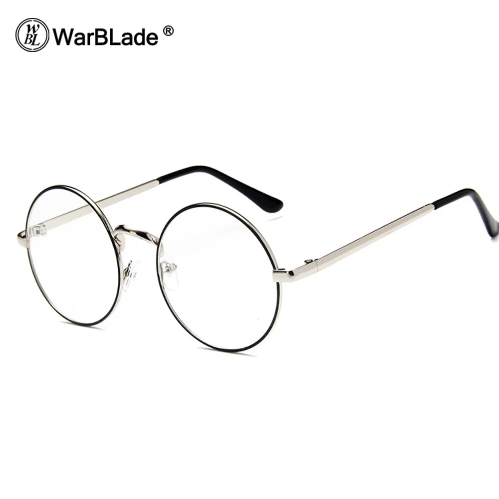 silver black WarBLade новые круглые прозрачные очки для женщин, прозрачные очки, винтажные очки с золотой металлической оправой, ретро оптические очки унисекс - Цвет оправы: silver black