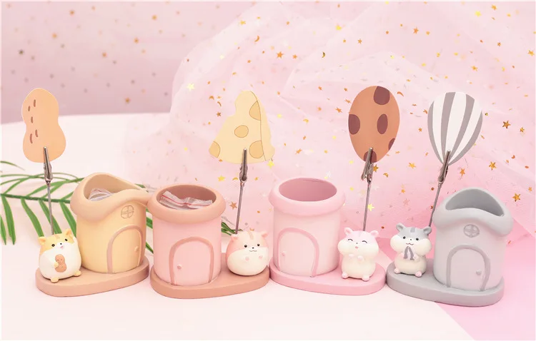 Новинка, креативный держатель для карандашей Kawaii из смолы с зажимом, настольный органайзер, держатель для ручек, чехол, коробка для канцелярских принадлежностей, детский подарок на день рождения