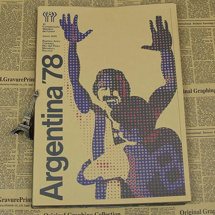 Большой винтажный постер чемпионат мира Аргентины 1978 украшение для дома