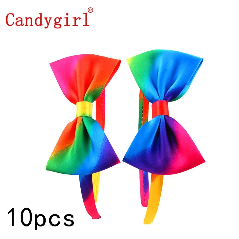 Mix Headbands 10 шт 1 см повязки на голову с бабочками атласный Радужный ободок с бантиком для девочки Детские аксессуары для волос головной убор повязка на голову "сделай сам" аксессуар для волос в стиле бохо - Цвет: Mix Headbands