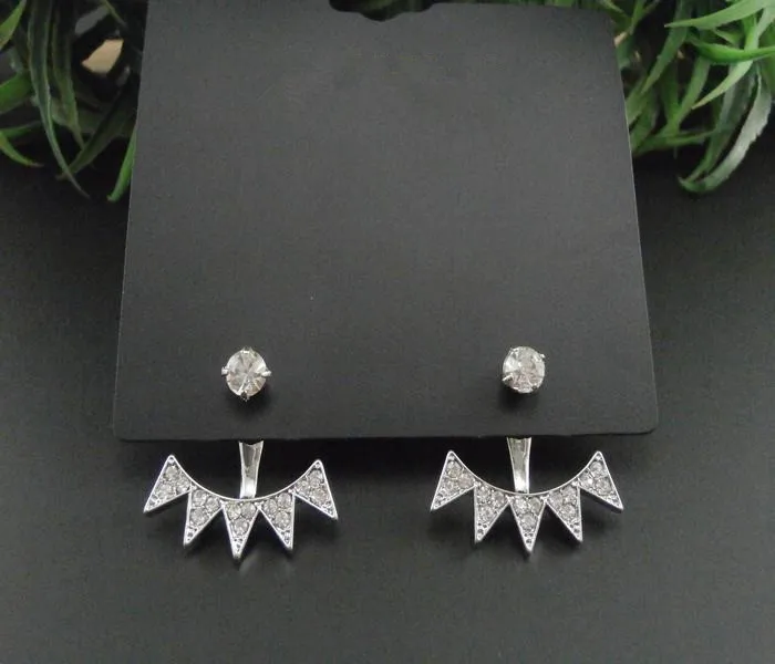 Wholesale Rhinestone Starburst Ear Jacket Fashion Glass Stone Alloy Swing Earring Split Front Back Stud for Women SFE167 | Украшения и