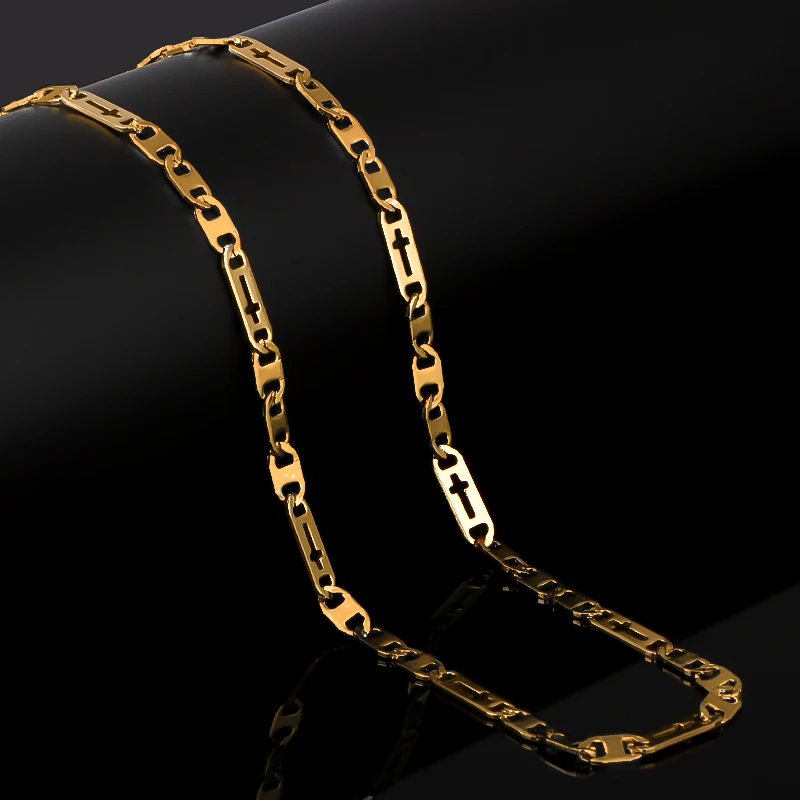 CHUKUI Классическая цепочка мужское ожерелье золото серебро тон нержавеющая сталь