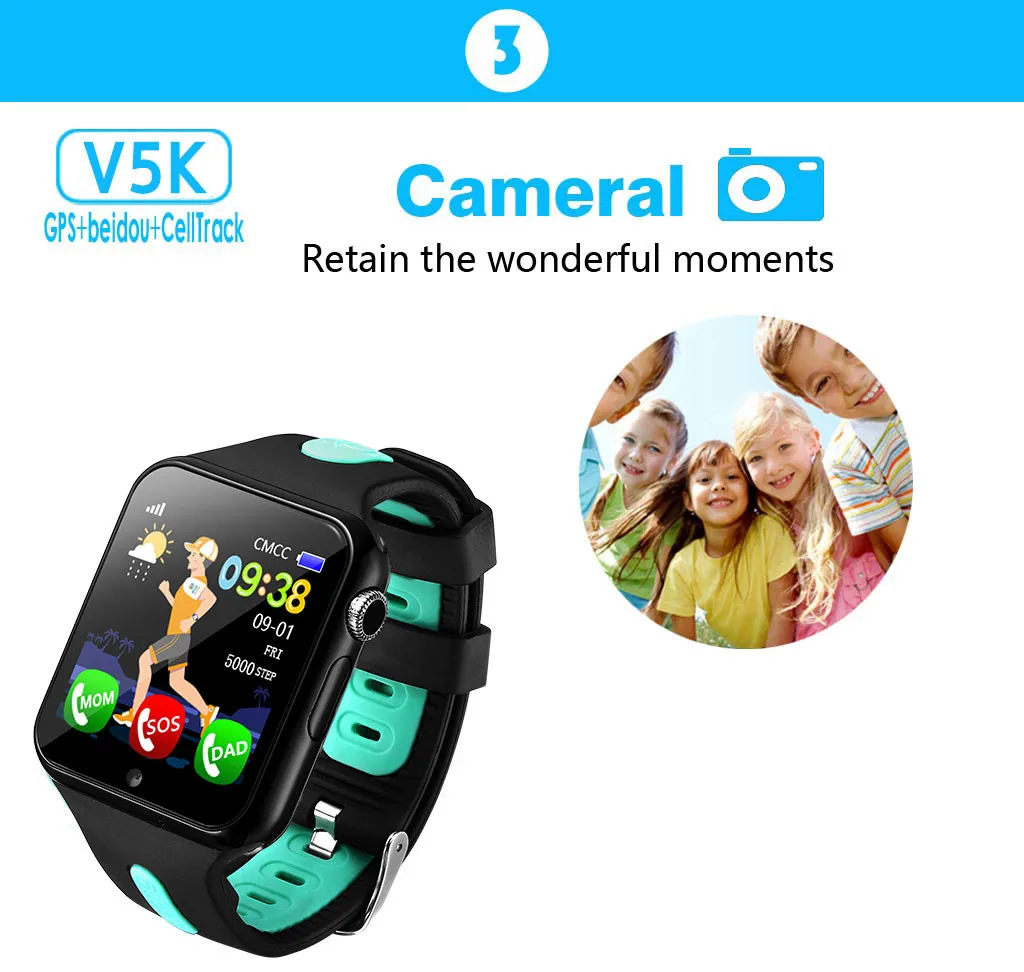 Детские Смарт-часы V5K детский gps-трекер умные часы с сенсорным экраном