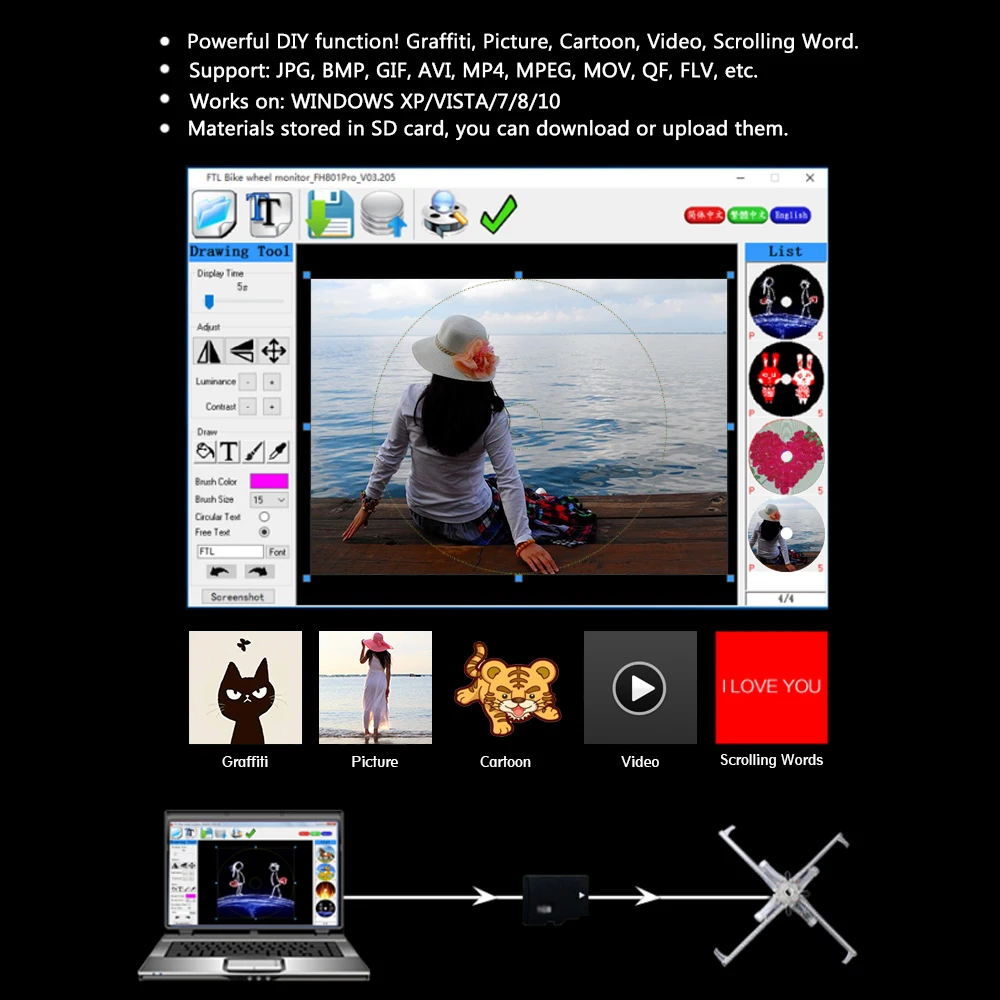 Умный светильник для велосипеда светодиодный с RGB дисплеем|spoke wheel light|rechargeable