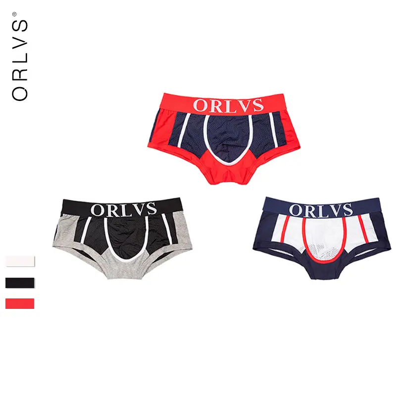 ORLVS Сетчатое Нижнее белье Боксеры мужское сексуальное нижнее из хлопка мужские