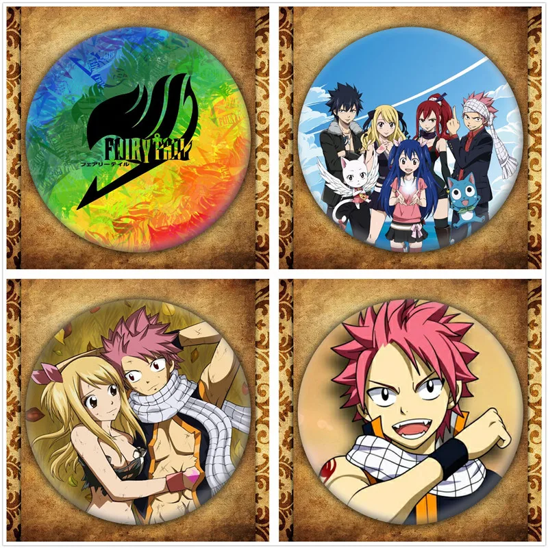 Аниме Fairy Tail бейдж с дисплеем японский мультфильм рисунок Natsu Lucy брошь на застежке