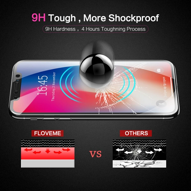 Закаленное стекло с полным покрытием 30D для iPhone X XS 8 7 6 6S Plus защитное точным