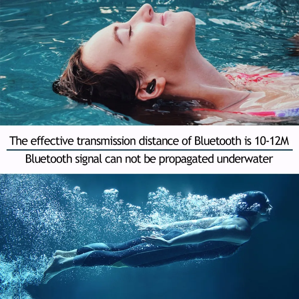 Водонепроницаемые мини-наушники, беспроводная Bluetooth гарнитура, наушники для плавания, невидимый наушник, микро наушники, спортивные наушники