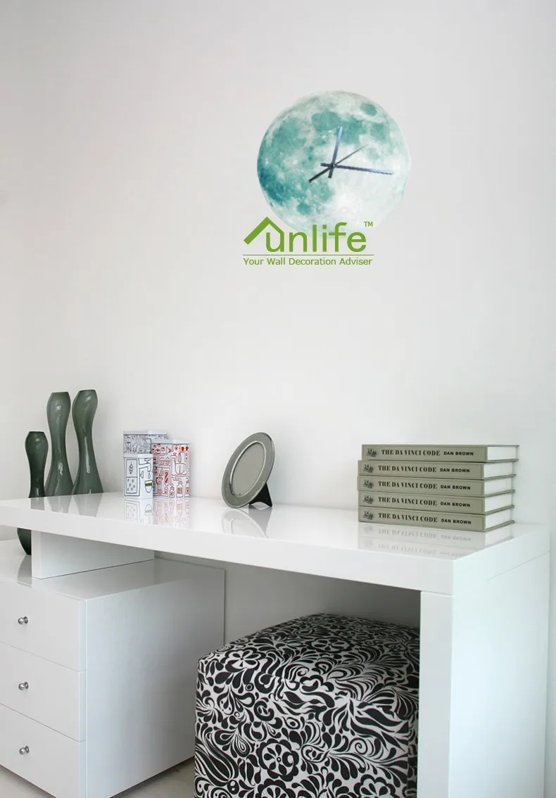 Funlife светится в темноте Луна настенные часы, романтическая светящаяся Луна домашний декор, кварцевый механизм развертки, тишина для спальни, 30 см 12''