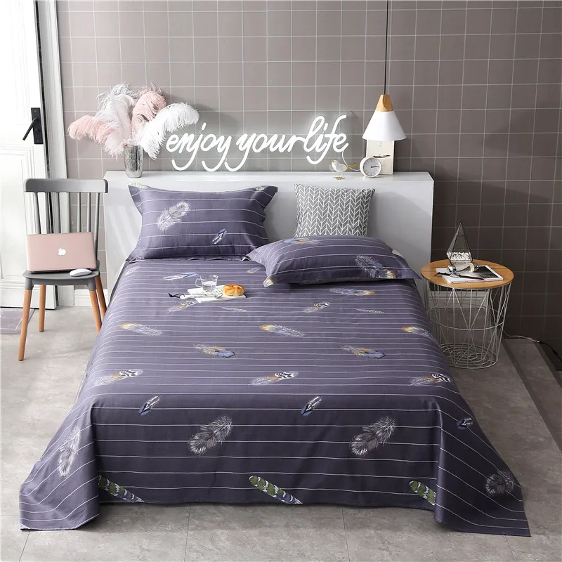 Фиолетовый Твердые Цвет мультфильм Перо узор 3 шт. наволочка кровать Простыни