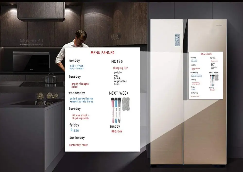Магнитный календарь A3 для холодильника-белая доска для холодильника-идеальный планировщик, кухня, офис, с 3 ручками от AliExpress WW