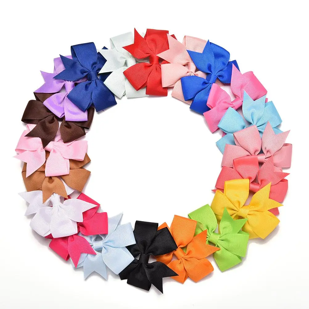 2019 New 20 pcs/lot Cute 3 inch Grosgrain Ribbon Boutique Hair Bows With Clip Hairpins For Kids Girl Accessories | Детская одежда и