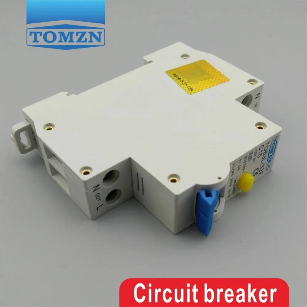 TOB3L-32F 18 мм RCBO 16A 1P+ N 6KA УЗО с защитой от перегрузки по току и утечки