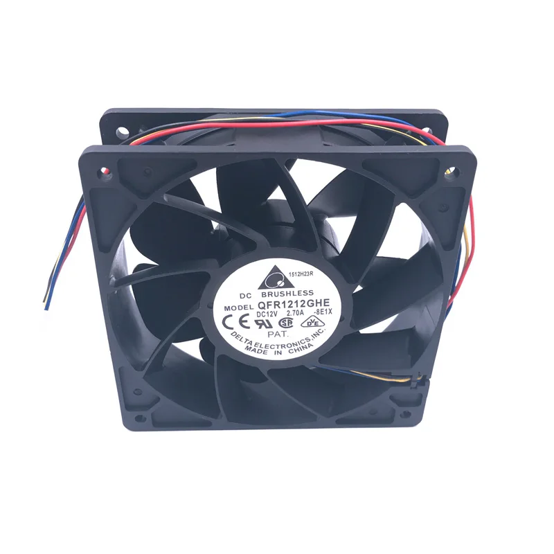 

50pcs QFR1212GHE 12038 12cm 12V 2.7A antminer bitmain miner S7/S9 cooling fan 6000RPM 210CFM
