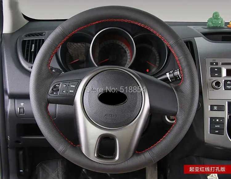 Черный чехол рулевого колеса автомобиля из искусственной кожи для Kia Forte Kia Soul Kia Rio 2009-2011